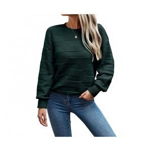 NEW PRETTY BASH round neck knit loose long sleeves sweater in dark green